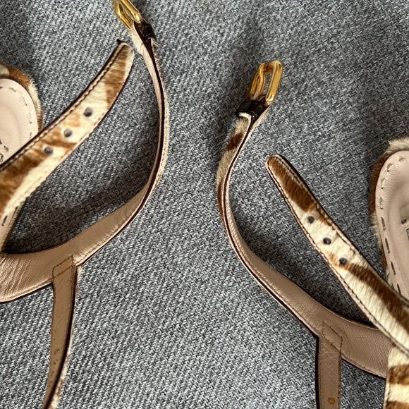Prada Pony Skin Zebra Wedges European size 40 . Brown and Beige . - Picture 3 of 16